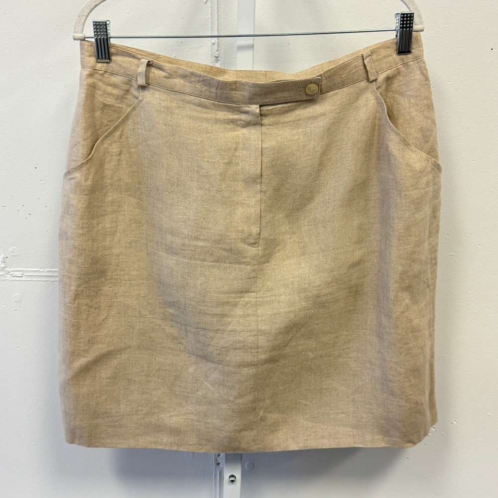 Jones New York Linen‎ Career Pencil Mini Skirt Tan Beige Career Office Sz 16